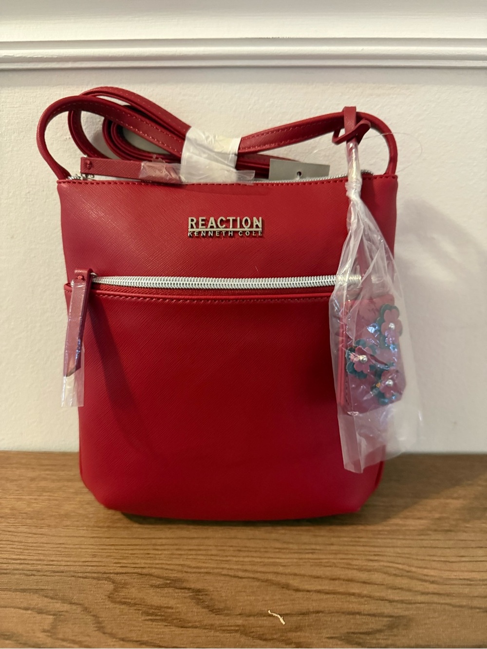 Reaction Kenneth Cole Red Compact Crossbody with Front Zip